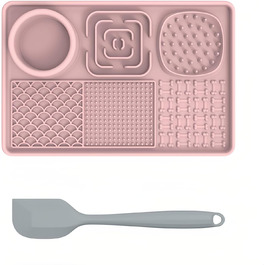 Преміум килимок для собак 3 в 1: повільний годівник, килимок для миття, тренувальний. Силікон, для собак та котів. (Світло-блакитний, Рожевий)