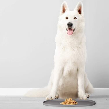 DogBuddy силіконова миска-килимок для собак, водонепроникна, нековзка, маленька, 19x11 см, сіра – килимок під миску для корму та води, легко миється