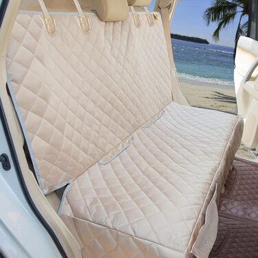 Захисний чохол на сидіння автомобіля для собак Deluxe – водовідштовхуючий, довговічний, стійкий до нагрівання, антиковзкий, 49' x 56', бежевий