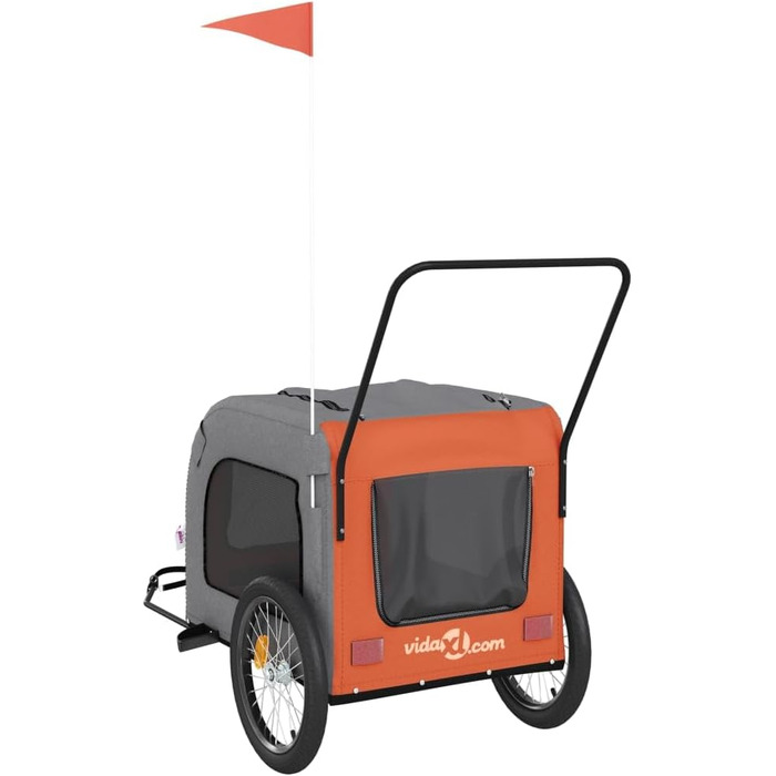 Причіп для велосипеда з собаками, помаранчевий та сірий, Oxford-тканина та метал, для собак та котів LH85839