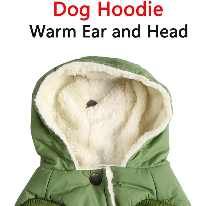 Теплий флісовий худі для собак JoyDaog, зимовий одяг для цуценят з капюшоном (зелений, розмір S)