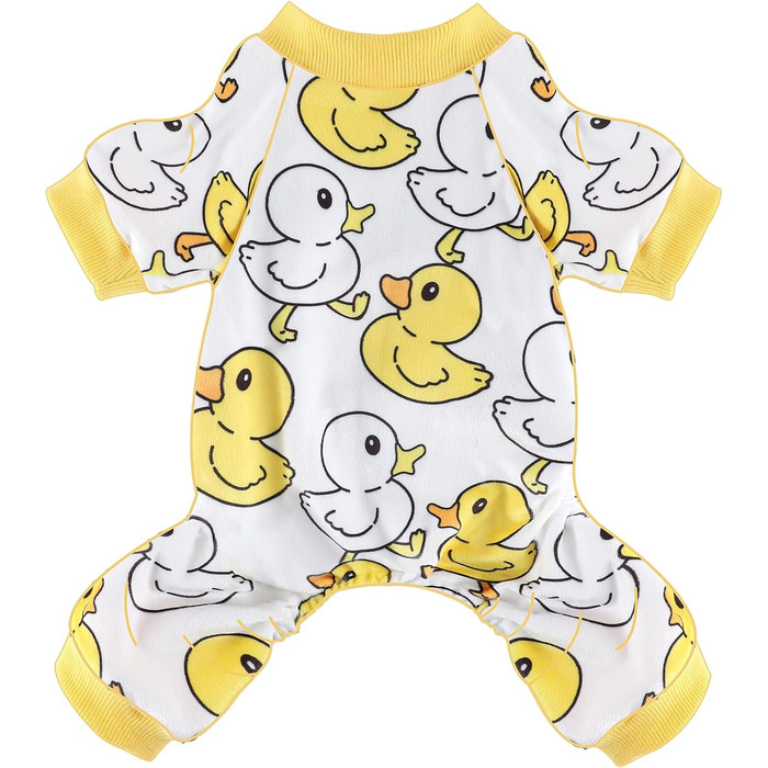 Піжама для собак: теплий комбінезон для цуценят та котів, розмір S, теплий велюр, жовенька качечка