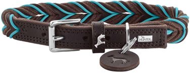 Нашийник HUNTER Solid Education Cord, 50 см, темно-коричневий/бірюзовий, нейлоновий