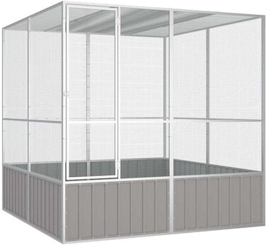 Вольєр для птахів vidaXL, оцинкована сталь, 213,6x217,4x211,6 см, сіра