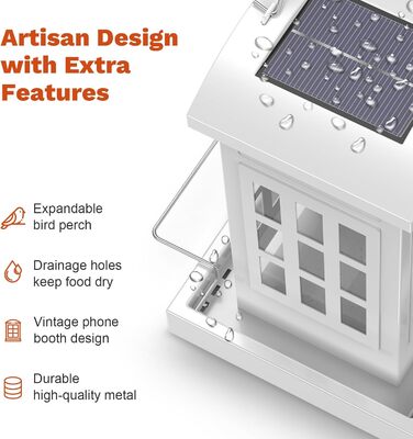 Підвісна годівниця для диких птахів MrCrafts Solar у вигляді білої церкви, металева, садова декорація, унікальний подарунок