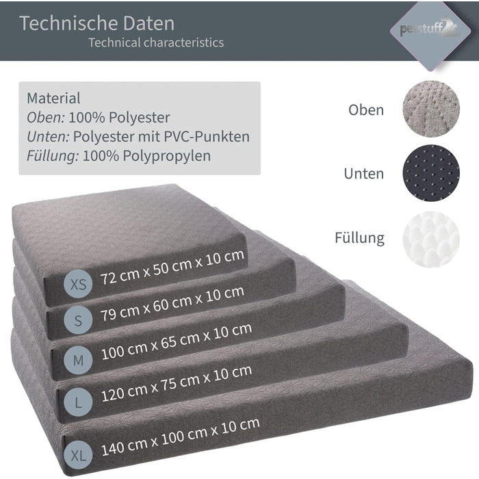 Ортопедичне ліжко для собак знімний чохол, можна прати, вибір кольору та розміру (M, світло-сірий)