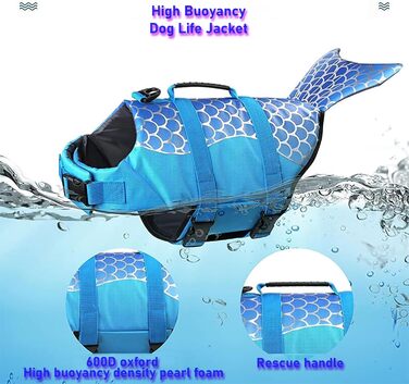 Спасальний жилет для собак Izefia: блакитний, з ручками, для цуценят та великих собак