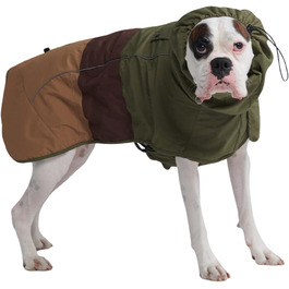 Дощовик для собак Spark Paws 3XL, водонепроникний, вітрозахисний, дихаючий, з повним захистом тіла, відбивний, зелено-коричневий, для дрібних, середніх та великих порід