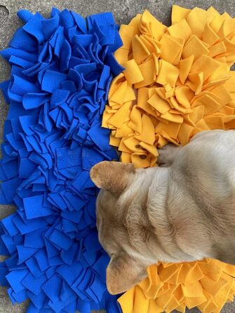 Міцна шнуркова килимок для собак великих порід, Max Stitch Design, 45 x 60 см, блакитний та жовтий кольори