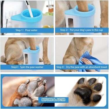 Очисник лап для собак і котів з силіконовою щіткою, великий об'єм