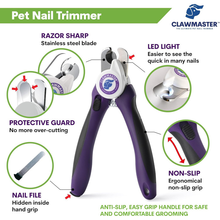 LED-насадка для стрижки кігтів домашнім тваринам, триммер для собак і котів з LED-підсвічуванням, 3.5 мм сталева леза, захист та вбудоване світло для безпечної стрижки