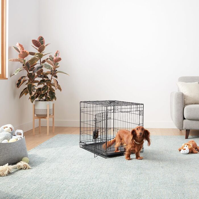 Клітка для собак Amazon Basics складана, металева, чорна, 61 x 46 x 51 см