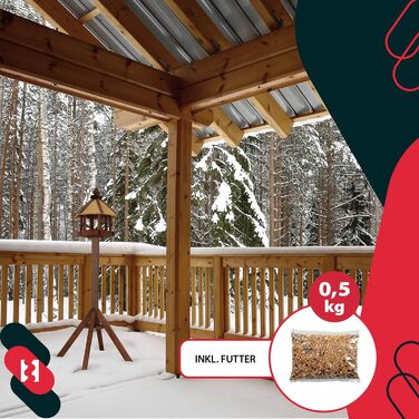 Годівниця для птахів KOTARBAU® з підставкою 310 x 1120 мм + корм 0,5 кг. Годівниця для птахів, вологостійка, для балкона, годівниця-парасолька