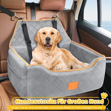 Зручний собачий сидіння для великих та середніх собак, до 25 кг, знімний та пральний, з товстими подушками та кишенями для зберігання (сірий)