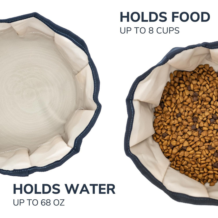 Набір мисок для собак LumoLeaf (2 шт.): дорожні, складані, 2L та 2.4L об'єм, для подорожей, легкі, для води та корму