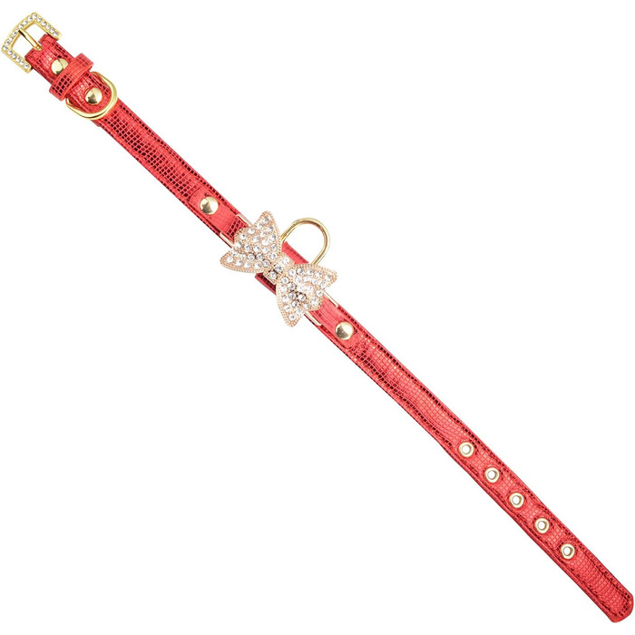 Шкіряне нашийник Lovpe з кільцем для маленьких собак/котів, регульований, розмір XS, рожевий (S, червоний)