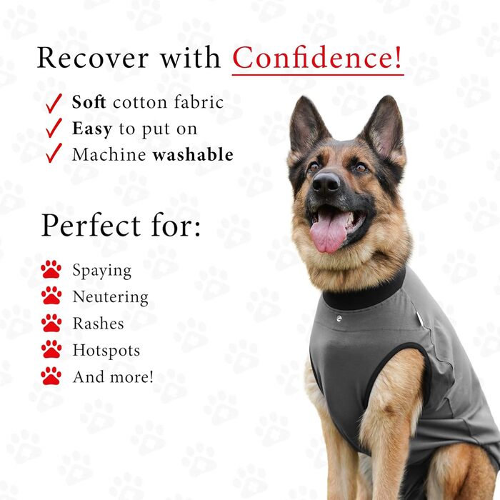 Захисний боді для собак після операції (кастрація/стерилізація), альтернатива нашийнику, сірий, 2XL