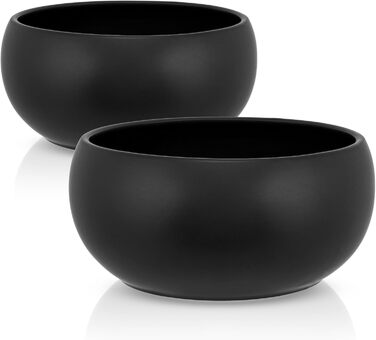 Набір мисок для собак середніх та великих порід hej.mo | 2 шт. діаметром 20 см, об'єм 1,8 л | Кераміка, миється в посудомийній машині, стійкий до подряпин та укусів | Фартушник та миска для води | Чорний