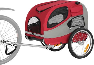 Причіп для собак до 30 кг, складний, з відбивачами, сумкою, м'яким внутрішнім простором та страхувальними ременями, червоний