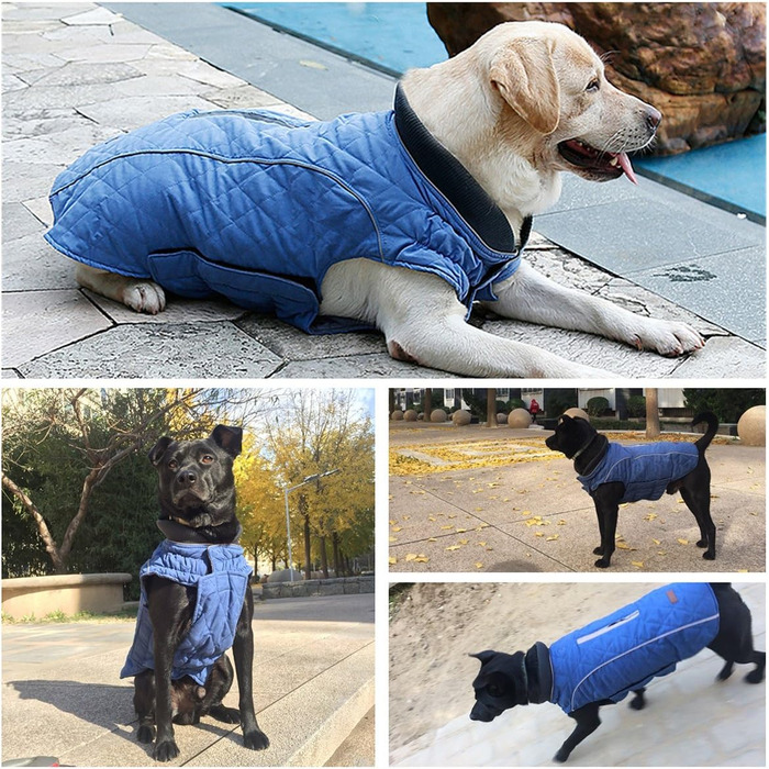 TFENG Тепла жилетка для собак з відбиваючими елементами, розмір S, блакитна