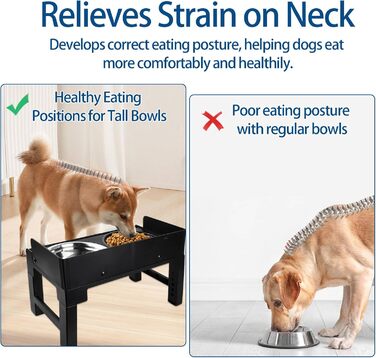 Підвищена годівниця для собак Dokeno, регульована по висоті, велика, для собак великих, середніх та малих порід, миска для повільного годування, не проливаються, стійка для мисок