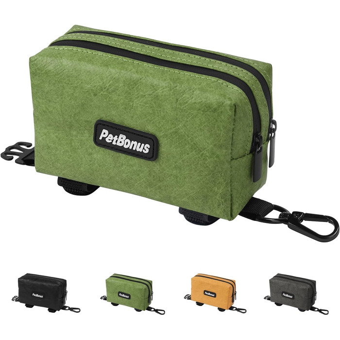 Диспенсер для собачих відходів PetBonus, водонепроникний, з місткістю для ласощів та 15 пакетиків (зелений)