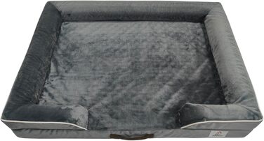 Ортопедичне ліжко для собак великих порід, вологостійке, з Memory Foam, знімний чохол, антиковзаюча підставка (XL, сірий) 89 x 64 x 17 см