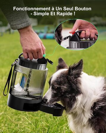 Водяна пляшка для собак Lesotc 2200 мл, велика, чорна – для подорожей та кемпінгу