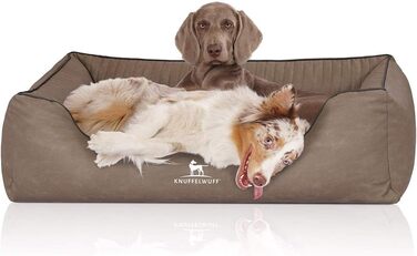 Ортопедичне собаче ліжко Knuffelwuff Columbia XL з штучної шкіри (105 x 75 см) - знімний чохол, легко мити, для великих, середніх та маленьких собак (Колір: Stone)