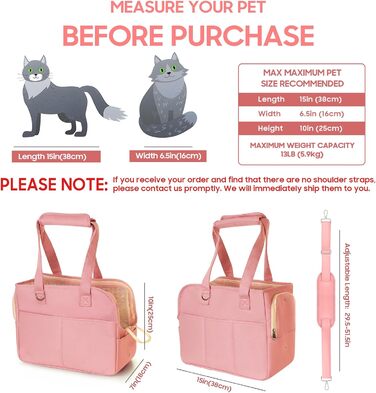 Трансформер для котів та собак, переноска для тварин, м'яка, складна, для маленьких та середніх котів, цуценят до 6,8 кг, миється, дихає, переноска для цуценят 16.5'L x 7.5'W x 12.5'H (15'L x 7'W x 10'H, рожева)