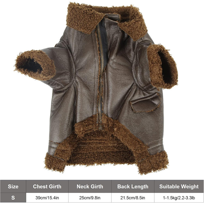 Шкіряна куртка для собак на зиму, тепла, для вулиці, для маленьких та середніх собак, для котів