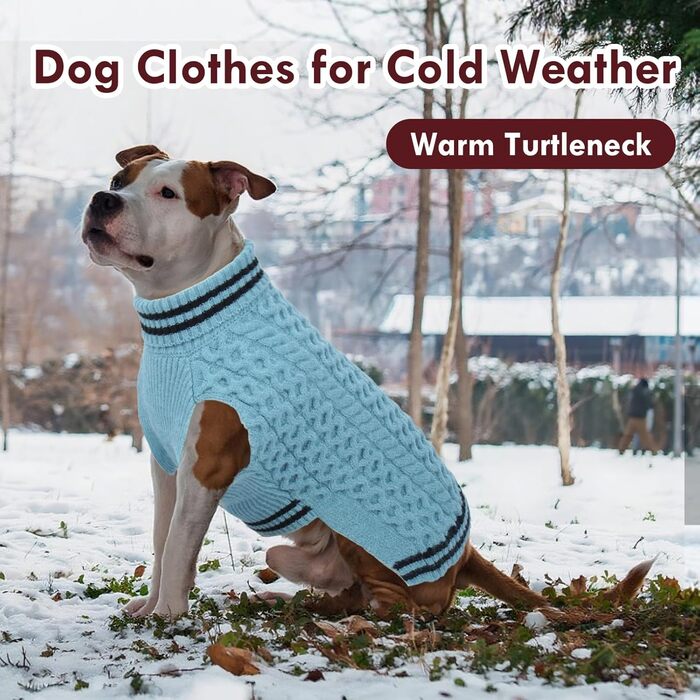 Пуловер для собак середнього розміру без рукавів, для дівчаток, на шлейці, зимовий, з коміром-стійкою, теплий, в'язаний, для осені та зими, блакитний