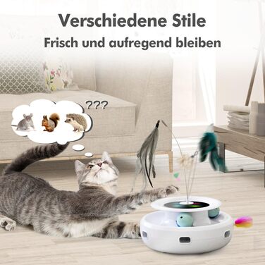 Іграшка для котів GoldenSun 3 в 1: електрична інтерактивна з USB-зарядкою, Whack-A-Mole, метелик, м'ячик, 6 насадок, комплект Y-7, білий колір