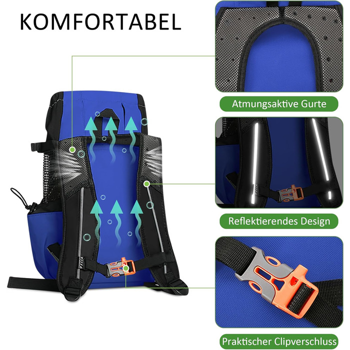 ASOPETS Рюкзак-переноска для собак середніх розмірів, блакитний, XL - для прогулянок, походів, кемпінгу та подорожей