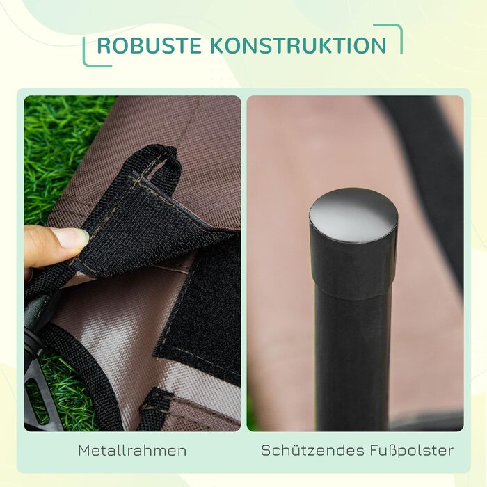 Підвищене собаче ліжко PawHut з балдахіном, лежанка для тварин, лежанка для собак Outdoor з дахом, дихаюча, з тканини Taft для кемпінгу, колір кава/чорний, розмір 76 x 61 x 73 см