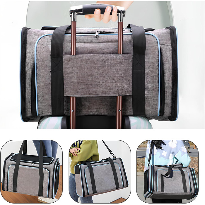 Транспортна переноска для котів та собак, розкладна, з м'якою підстилкою, розширювана (для 2 котів/собак/щенят)