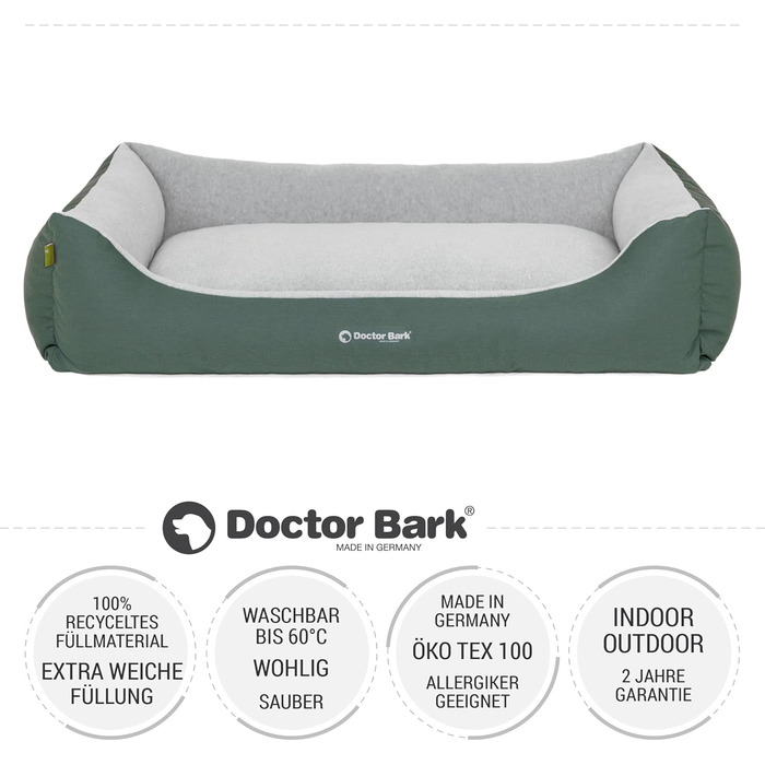 Крісло-лежанка для собак Doctor Bark GreenLabel XL (110x85 см) - Зелене, миється, з м'якого флусу