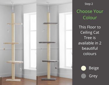 Котячий комплекс Kratzbaum Deckenhoch XL: сірий, 215-280 см, регульована висота, котячий будиночок, кігтетопка, ігровий комплекс
