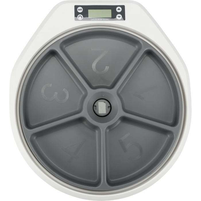 Автоматична годівниця для тварин TRIXIE TX4+1, 5×0,25 л, біло-сіра, регульована