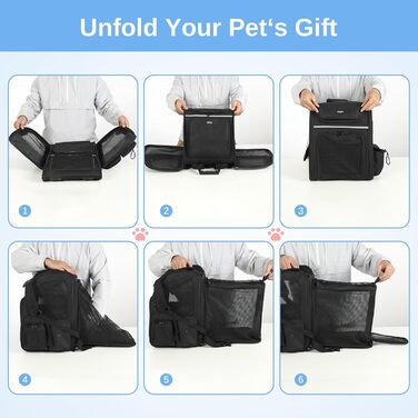 Рюкзак для кота та собаки Dogat: зручний, дихаючий, розкладний, з сіткою, чорний