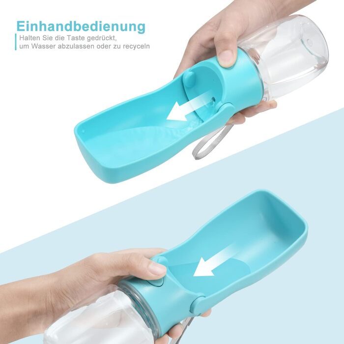 Водяна пляшка для собак на прогулянку 570 мл або 350 мл. Пляшка-поїльник для цуценят, собак маленьких, середніх та великих порід. Вода в дорозі (Блакитний)