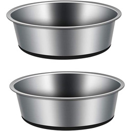 Миска для собак та котів Mery Home 2 шт. по 1750 мл, нержавіюча сталь, велика, з протиковзким дном, срізно-чорна
