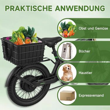 Знімний задній кошик для велосипеда, складний кошик на багажник, великий кошик для велосипеда, шкільний рюкзак, E-Bike, кошик для собак, сірий