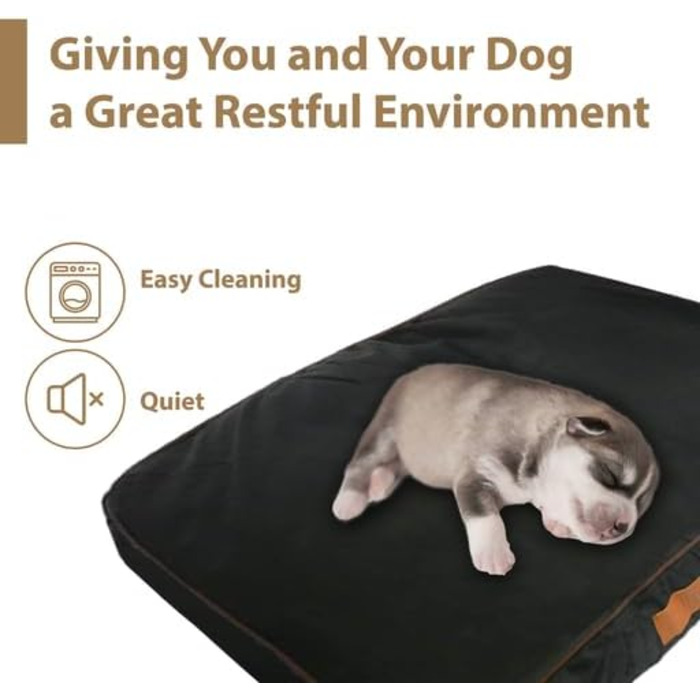 Ортопедичне собаче ліжко Ellie-Bo з піною з пам'яті, вологостійке, для клітки/бокса, чорне, XXL (122 см), 122x75x6 см