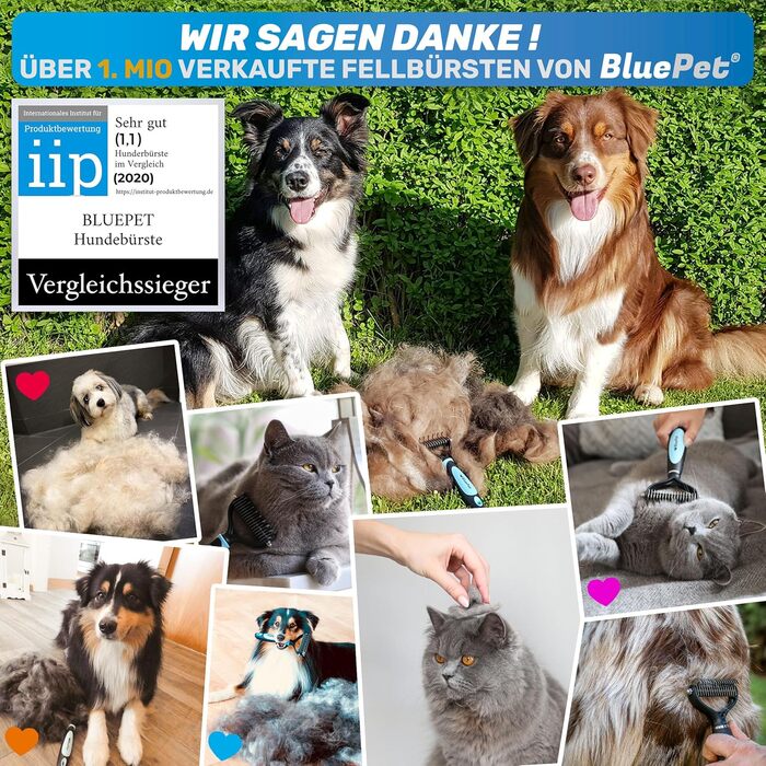 Гребінець для собак та котів з довгим хутром BluePet: видаляє підшерстя та ковтуни, захищає верхній шар, для собак M-L, рожевий