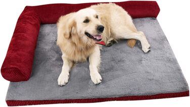 Крісло-ліжко для собак великих та середніх порід, м'яке, знімне, миється, комплект з 4 частин, колір жужубе рожевий (70x55x15 см)