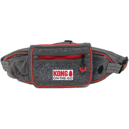 Лекарська сумка для собак KONG сірого кольору: бананка для дресирування з світловідбиваючим ремінцем та дозатором кульок для прибирання | Водонепроникна та міцна сумка для ласощів для собак | Зручна сумка для годування під час дресирування