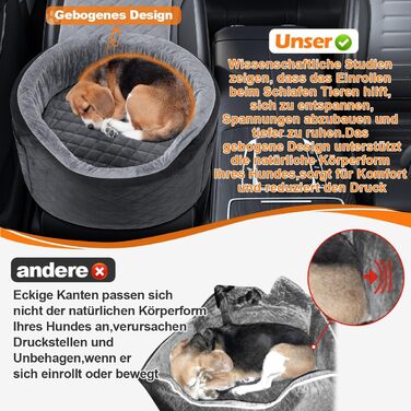 Автокрісло для собак - чорне автокрісло-бустер для маленьких собак з 28D Memory Foam, неслизький водонепроникний підкладка, переноска для подорожей з кишенями для зберігання та ковдрою, сірий (01-Чорний)