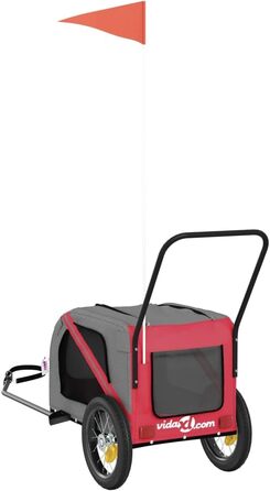 Причіп для велосипеда для собак та інших домашніх тварин. Червоно-чорний, Oxford-тканина, 122x52x53 см