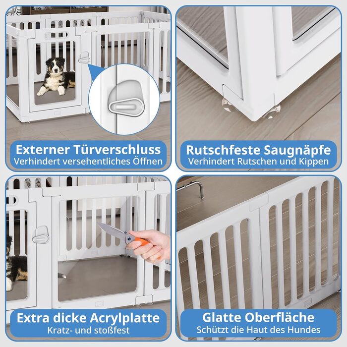 Клітка для цуценят FASNATI з акрилу, 60 см, прозора, для маленьких собак, 10 панелей, 150 x 100 x 60 см